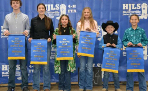 Pictured l to r: Austin Mathison, Aubrey Freytag, Preslie Haas, Macyn Wimberly,  Cullen Hanslik, and Amryn Etzler.
