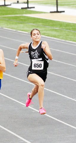 Aby Tinajero got second in the 400 prelims on Friday and then won the finals on Saturday. Photo courtesy of Moulton ISD.