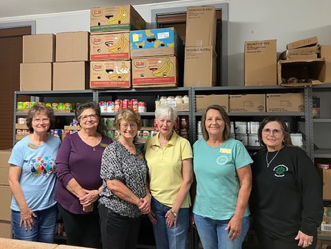 Those who helped on Thursday included, left to right, Teri Stratman, Beverly Mozisek, Betty Petras, Sharon Flannery, Roseann Raab and Myra Zumwalt.