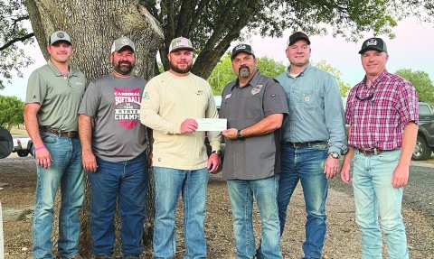 Shiner Junior Livestock would like to thank Baytex Energy Corporation for being a sponsor and for their generous contribution to the local youth of our community.  Pictured, left to right, are SJLS Board Members, Ryan Sevcik, Michael Machart, Baytex Energy corporation Representative, Justin Cowan, SJLS Board Members, Max Moore, Greg Brown and Alan Migl.