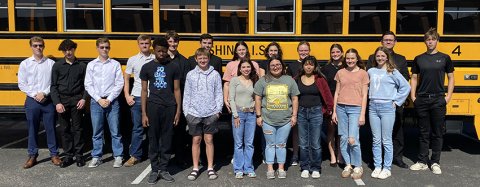 Front row, left to right, Kadarius Scott, Colby Nichols, Natalie Rainosek, Mia Hernandez, Celeste Zamora, Caroline King and Raleigh Moore; back row, left to right, Gavin Wallace, Jacob Rainosek, Collin Wallace, Kaleb Matula, Kade Matula, Aiden Collins, Arabella Carlisle, Lainee Bolom, Eve Roberts, Reagan Horn, Jansen Flores and Carson Brown.