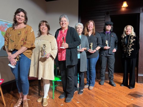 left to right, Jodi Adamek, Tina Hoelscher, Elaine Berkovsky, Sandy Machacek, Lindsey Bickham, Braydon Self and Josh Kaspar.