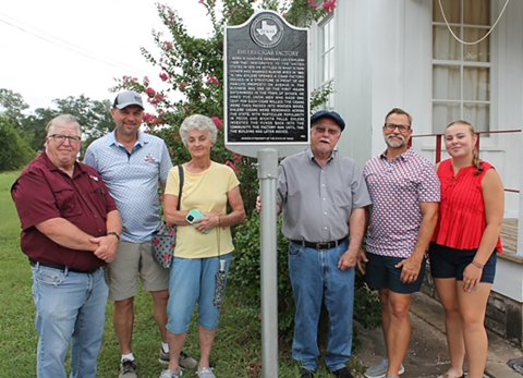 Ehlers Cigar Factory: left to right, Duff Wagner, Phillip Pilat, Gussie Kelnar, Doug Kubicek, LCHC Chair, Kenneth Stock and Jenna Stock.