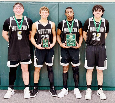 All Tournament Team. From left are Kenton Kirkland, Landon Chaloupka (Tournament MVP), Ja’Michael Williams and Alex Trevino. Photo courtesy of John Meisetschleager.