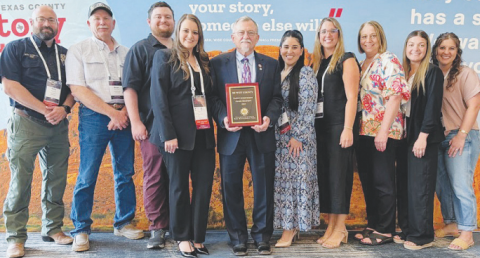 DeWitt County earned a 2025 Safety Achievement Award from the Texas Association of Counties Risk Management Pool (TAC RMP). Pictured are DeWitt County Judge Daryl Fowler (center) with community members.