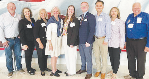 Yoakum delegation members, including Yoakum City Council and mayor, YEDC members, business leaders, and community representatives, met with Texas A&M University Bush School graduate students in College Station.