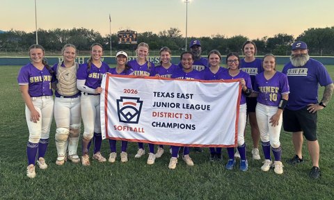 A 12-1 win over New Braunfels last week confirmed the Texas East District 31 Championship for the Shiner Junior Softball All-Stars team. Photo courtesy of Shiner Little League.