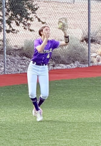 Outfielder Dawn Bishop makes an out during one of Shiner Junior All-Star team’s Southwest Regional games in Albuquerque. Photo courtesy of Amanda Ulcak.