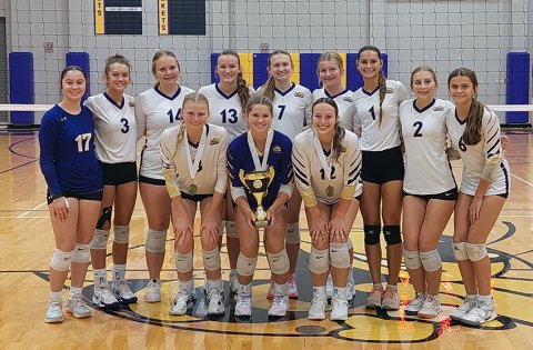 The Lady Comanches Junior Varsity Gold won the Nordheim/Runge Tournament. Photo courtesy of Anastacia Rehak. 