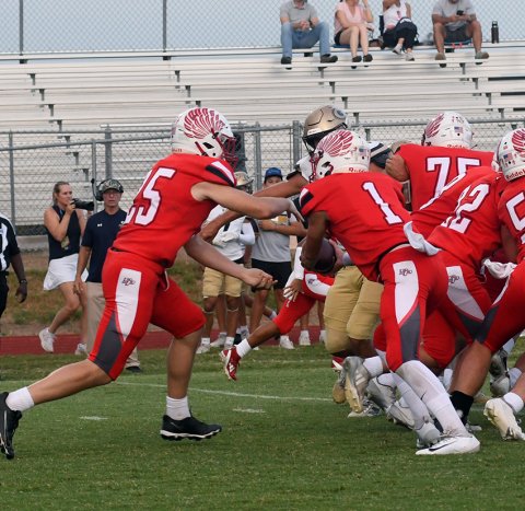 St. Paul (shown here in the Sept. 11 game against Geneval Boerne) executed on both sides of the football against Katy St. John XXIII on Friday, winning 60-0. Photo by Mark Lube.