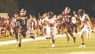 Photo by Chuck Grafe Creek Burnes scores on a 45-yard run on the Brahmas’ second play of the 3rd period.